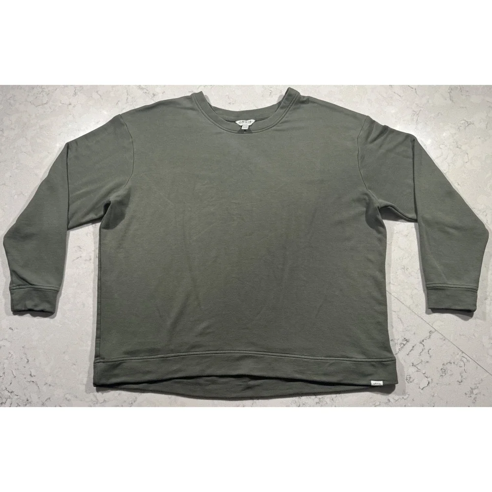 Orvis Crewneck Sweater Mens XXL Green Long Sleeve Modal Blend Stretch Outdoor